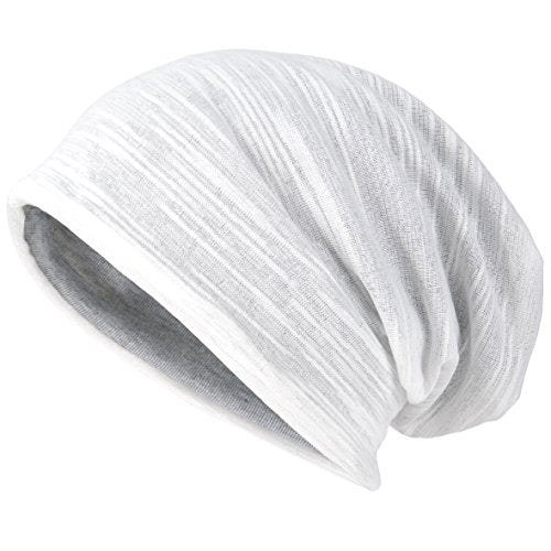 VECRY Men Slouch Hollow Beanie Thin Summer Cap Skullcap - color: White1