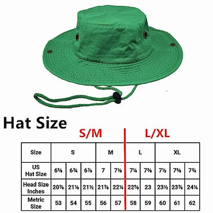 Glory Max Washed Cotton Bucket Hat with Chin Strap Fishing Sun Safari Boonie Cap - color: Kelly Green, size: Small-Medium