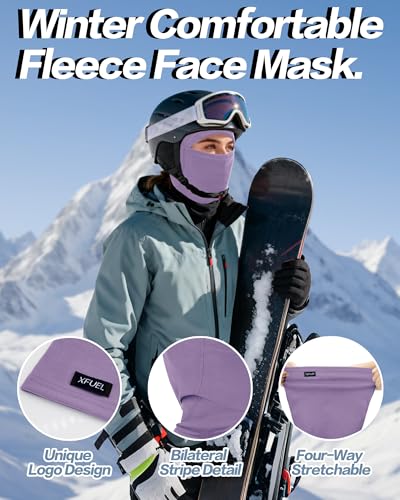 Ski Mask Balaclava for Men Women Windproof Thermal Winter Full Face Mask Cold Weather Skiing Snowboarding Neck Gaiter - color: Black+purple