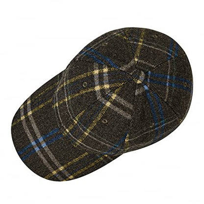 BOTVELA Men's Herringbone Tweed Baseball Cap Wool Blend Fitted Hat - color: Brown Plaid, size: 7 1/2