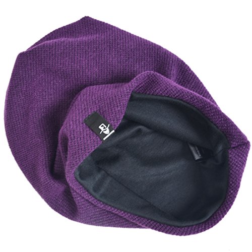 VECRY Mens Slouchy Beanie Knit Skull Cap Long Baggy Hip-hop Winter Summer Hat B305 - color: Purple, size: Large