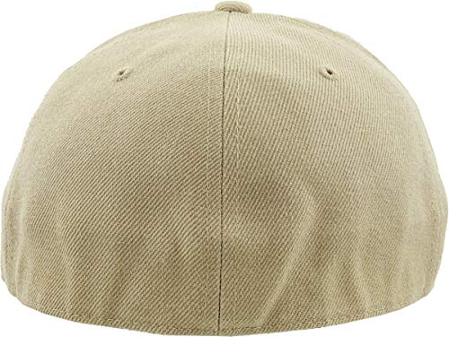 KBETHOS® Original 6 Panel Flat Brim True-Fit Fitted Cap - color: Khaki, size: 7 5/8