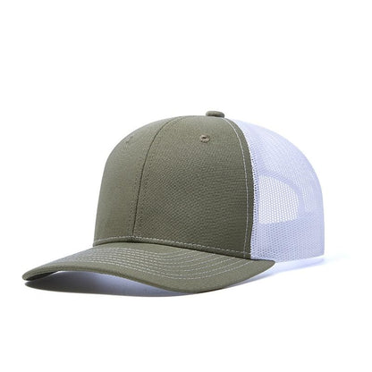 TOPTIE 6-Panel Baseball Cap, Adjustable Snapback Trucker Hat with Mesh - color: Army Green/White