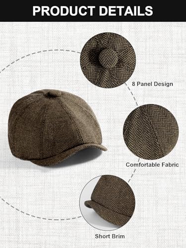 Senker Fashion 2 Pieces Newsboy Cap for Men - color: Dark Grey Dark Brown