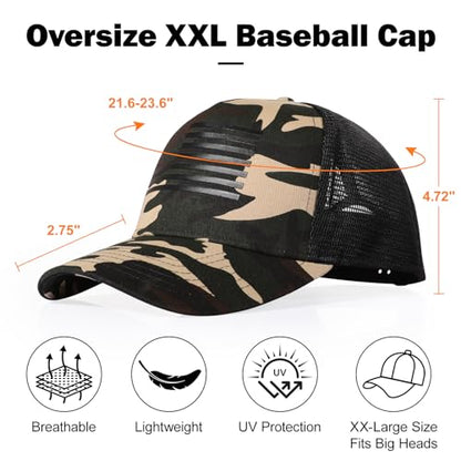 Oversize XXL American Flag Trucker Hat - color: Camouflage/Black, size: XX-Large