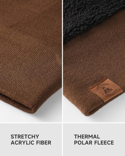 OZERO Mens Winter Hat, Fleece Lined Cuffed Beanie for Men and Women - color: Dark Brown