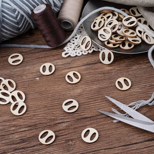 50pcs Wooden Hat Pom Poms Buttons, 20mm Removable Knitted Hat Button, Faux Fur Fastener Sewing Accessories for Crochet Knitting Beanies- Light Brown(D) - color: Light Brown-B-50pcs