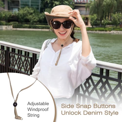 Bucket Hat UV Protection Sun Hat, Boonie Fishing Safari Hats for Outdoors - color: Beige-olive Inner