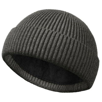 Short Fisherman Beanie for Men Women Wool Fleece Lined Winter Hat - color: 1pcs-dark Gray