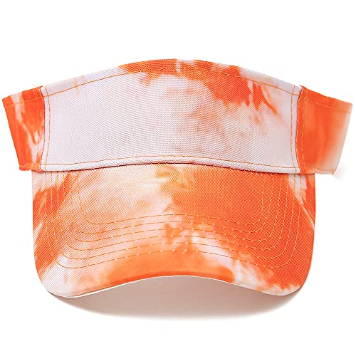 Sport Sun Visor Hats Cotton Ball Caps Empty Top Baseball Sun Cap for Men Women - color: Tie-dye Orange