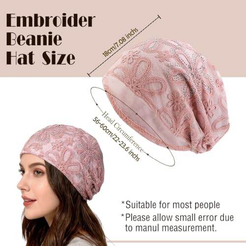 Crochet Slouchy Beanie Hat Turbans Headware for Women - color: Bea09 - Pink