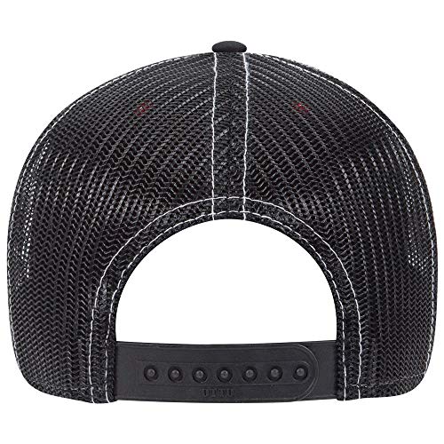 OTTO 6 Panel Low Profile Contrast Vertical Mesh Back Cap - color: Blk/Red/Blk