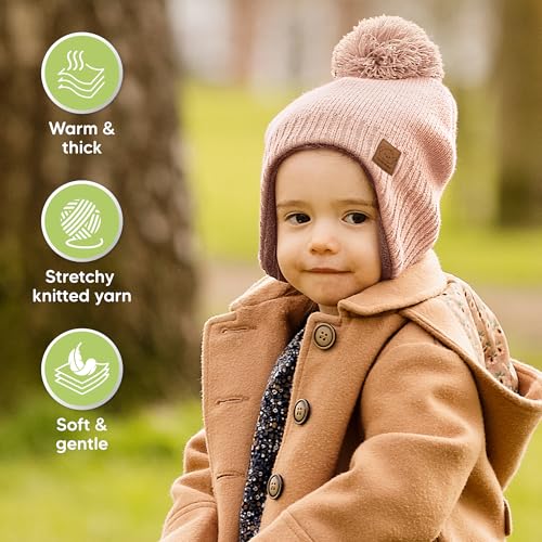KeaBabies Baby Beanies, Winter Baby Hats for Boys, Girls (Blush, 6-36M) - color: Blush