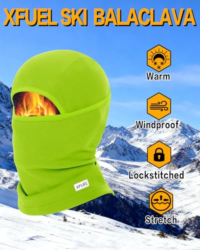Winter Balaclava Ski Mask Warm and Fleece Full Face Cover for Men Women Cold Weather Skiing Motorcycle Neck Warmer - color: Fluorescent Green