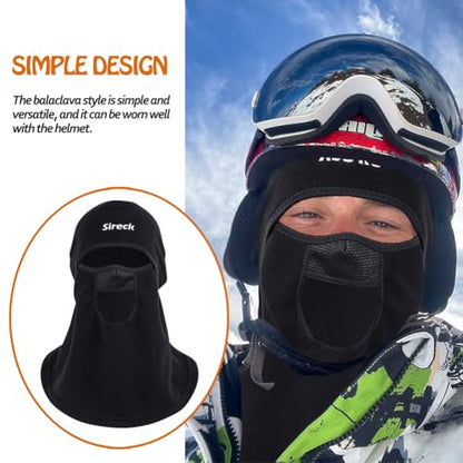 Sireck Cold Weather Balaclava Ski Mask for Men Women, Windproof Fleece Thermal Full Face Mask Winter Gear Neck Warmer for Skiing Motorcycle Hunting Cycling(Black- Classic)