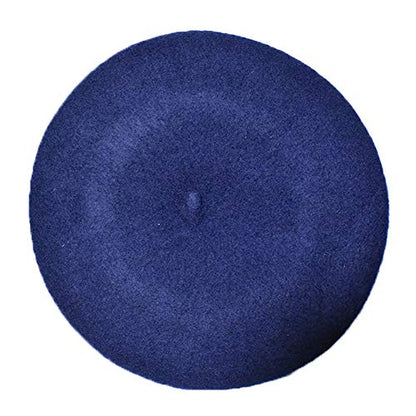 Kids Girls Boys Solid Color Classic French Style Beret Beanie Hat - color: Navy Blue