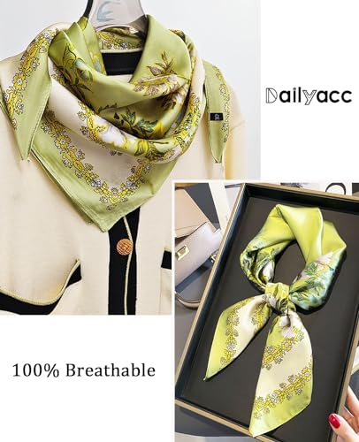 Dailyacc Hair Bandanas Scarf For Women Lightweight Fashion Neck Silk Satin Head Scarves For Sleeping Handbags Scarf - color: 26-fruit Green/27.5*27.5in