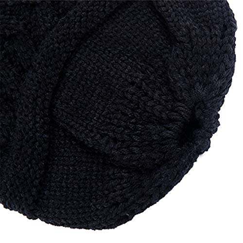 Rosoz 2 Pack Ponytail Beanie for Women,Winter Warm Beanie Tail Soft Stretch Cable Knit Messy High Bun Hat - color: 1pack-black
