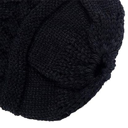 Rosoz 2 Pack Ponytail Beanie for Women,Winter Warm Beanie Tail Soft Stretch Cable Knit Messy High Bun Hat - color: 1pack-black