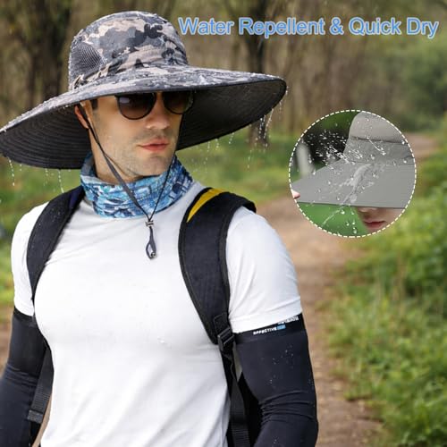 HUAMULAN Men Women 6" Wide Brim Sun Hat Summer Fishing Hats UV Protection - color: Hyp002-micai5