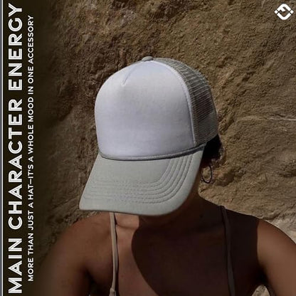 Funky Junque Blank Mesh Foam Lightweight Snapback Trucker Hat - color: White/Light Grey