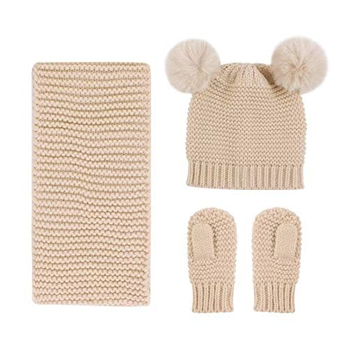 Duoyeree Baby Winter Hat Scarf Glove Beanie Set Fleece Lined Set 0-3T - color: Multiple