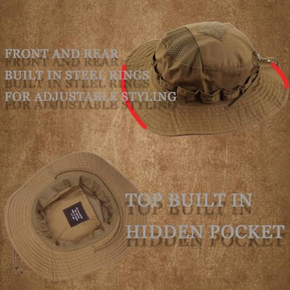 Sun Hat Breathable Boonie Hats for Men Women Fishing Safari Bucket Hat Cap Hunting Outdoor Hiking Camping - color: Grey-1