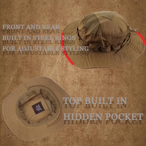 Sun Hat Breathable Bucket Boonie Hats for Men Women Fishing Safari Hats Cap Outdoor Hiking Camping Hunting - color: Khaki