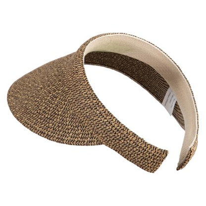 UPF 50+ Paper Braid Clip On Visor - color: Brown Black