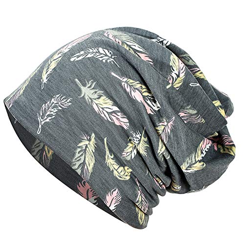 JarseHera Womens Slouchy Beanie Soft Chemo Headwear Breathable Cancer Caps - color: 1 Pair,feather-gray