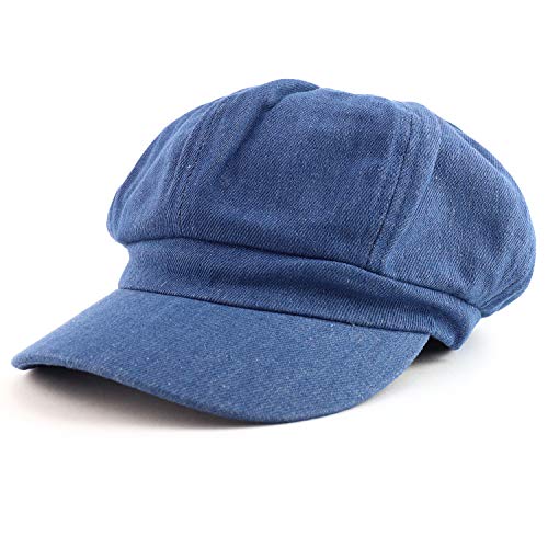 Women's Lightweight 100% Cotton Soft Fit Newsboy Cap with Elastic Back - color: Denim