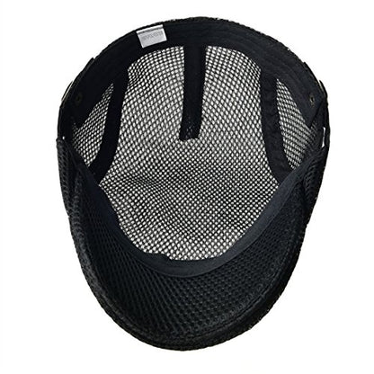 VOBOOM Men Mesh Newsboy Flat Cap Ivy Cabbie Newsboy Cap - color: Black