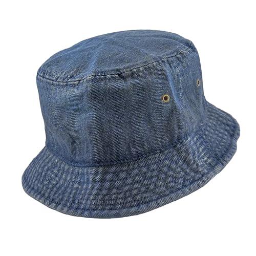 Cotton Bucket Hat Packable Sun Hat – Unisex Summer Travel Beach Fisherman Hat for Men Women Outdoor Fishing Hiking - color: 2. Dark Denim, size: Large-X-Large