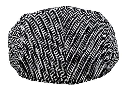 Wonderful Fashion Men's Classic Herringbone Tweed Wool Blend Newsboy Ivy Hat (Large/X-Large, Charcoal) - color: Grey, size: Large-X-Large