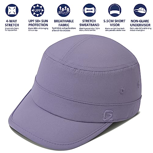 GADIEMKENSD Stretch Army Cap Cadet Military Hats Flat Top Baseball Cap Short Bill Breathable - color: Purple