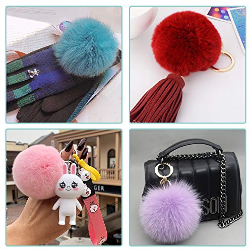 SIQUK 30 Pieces Faux Fur Pom Pom for Hats with Elastic Loop - color: Bright Color