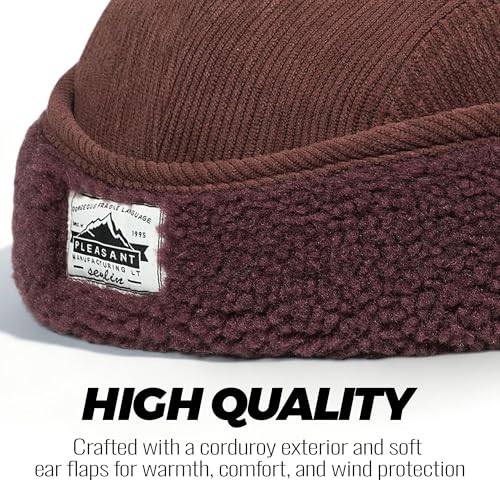 Clakllie Winter Earflaps Hat Short Brim Baseball Cap with Ear Flap Warm Trapper Hat Soft 5 Panel Style Russian Hats - color: Cdus-bsdt2501-brown