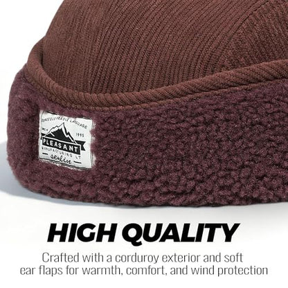 Clakllie Winter Earflaps Hat Short Brim Baseball Cap with Ear Flap Warm Trapper Hat Soft 5 Panel Style Russian Hats - color: Cdus-bsdt2501-brown