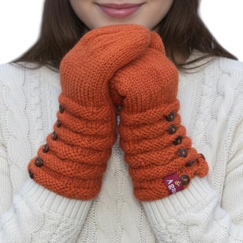 Agan Traders Women's 2026 Winter Mitten Hat Warm Fleece Lined Oversized Thick Chunky Slouchy From Nepal - color: Rust Multi