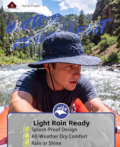 Home Prefer UPF 50+ Men's Sun Hat Wide Brim Bucket Hat UV Protection Hat for Mens Womens Beach Safari Gardening Golf Fishing - color: Navy Blue
