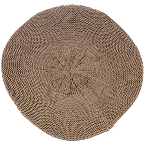 BYOS Chic French Style Lightweight Soft Slouchy Knit Beret Beanie Hat in Solid - color: Dk.beige