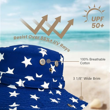 Bucket Hat UV Protection Sun Hat, Boonie Fishing Safari Hats for Outdoors - color: Flag Blue
