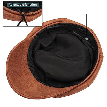 Newsboy Cabbie Baker boy hat Beret Cap for Women Pageboy Visor Paperboy Hat Sailor Fiddler Hat Adjustable - color: Brown Tweed