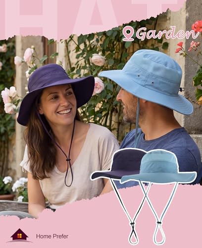 Home Prefer UPF 50+ Men's Sun Hat Wide Brim Bucket Hat UV Protection Hat for Mens Womens Beach Safari Gardening Golf Fishing - color: Deep Purple