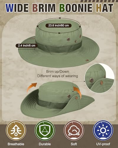 Coume Safari Boonie Hats Bulk Wide Brim Fishing Hats for Men Women Camo Boonie Cap for Safari Military Hiking - color: Dark Color, size: One Size