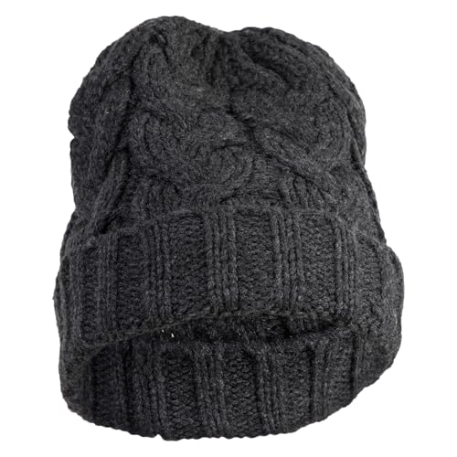 e4Hats.com Chunky Cable Knit Cuff Long Beanie - color: Charcoal