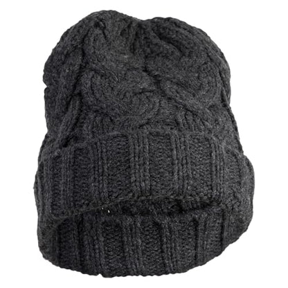 e4Hats.com Chunky Cable Knit Cuff Long Beanie - color: Charcoal