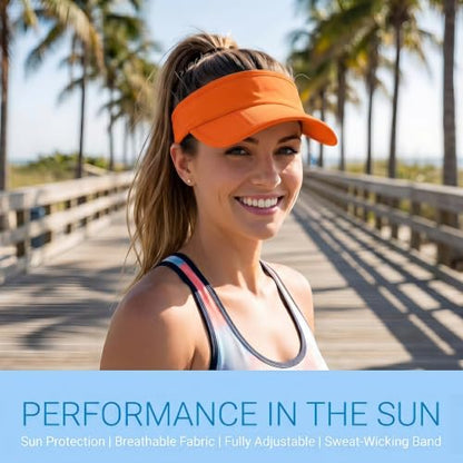 Sun Visors for Women Men Adjustable Folding Cap Running Golf Tennis - color: Orange
