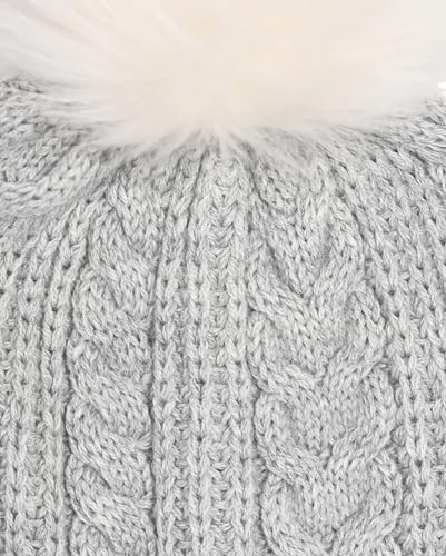 J.Crew Mercantile Women's Faux Fur Pom-Pom Beanie Hat - color: Heather Dusk Ivory Pom