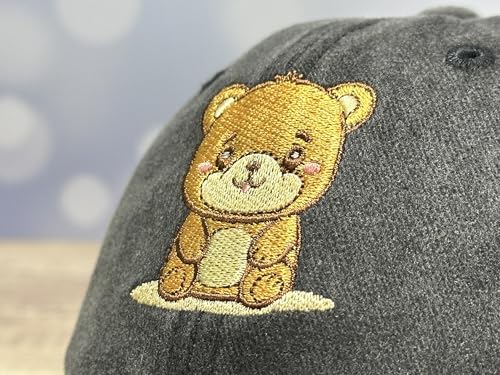 Adjustable Embroidery Animal Baseball Hat for Kid Toddler Child - color: Bear (Washed Black)
